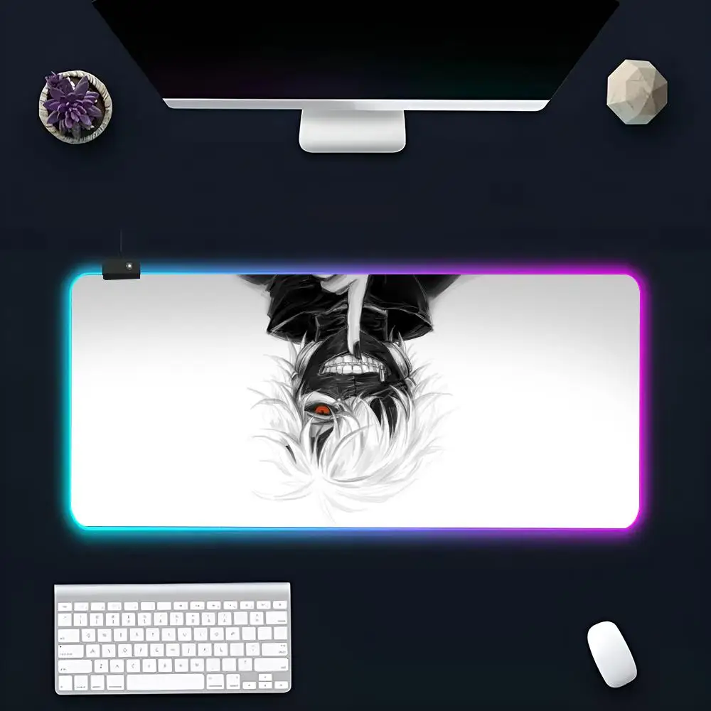 

Популярный большой коврик для мыши Ken Kaneki RGB, коврики XXL, настольные коврики из Японии, коврики для клавиатуры, Настольный коврик с подсветкой csgo LOL