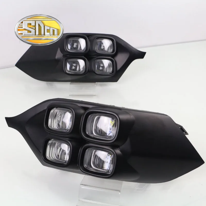 SNCN 2PCS LED Daytime Running Light For Mitsubishi Pajero Sport 2016 2017 2018 Waterproof ABS 12V Car DRL Fog Lamp Decoration