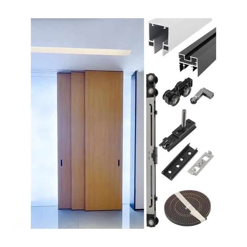 

Left and right mutual push three linkage sliding door track kitchen hanging rail perfect system seam linkage door accessories