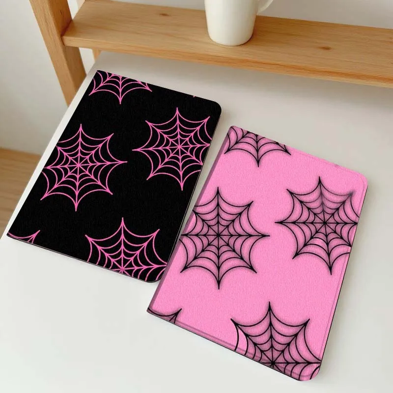 

Pink Spider Web Pattern Tablet Case For Apple iPad Air Pro mini 1 2 3 4 5 6 7 8 9 11 M2 M3 M5 M4 5th 6th 7th 10th 11th Gift