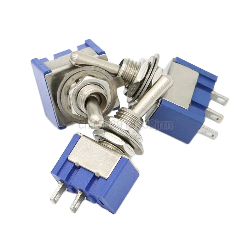 5Pcs Dark Blue Toggle Switch ON-OFF-ON / ON-OFF 3Pin 6Pin 3 Position Latching MTS-103 MTS-102 AC 125V/6A 250V/3A Waterproof Cap