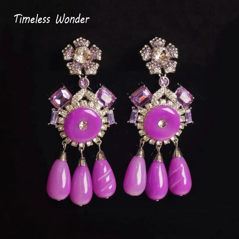 Timeless Wonder Fancy Zircon Glass Floral Clip on Earrings for Women Designer Jewelry Gift Brincos Trendy Top Rare Sweet 7282