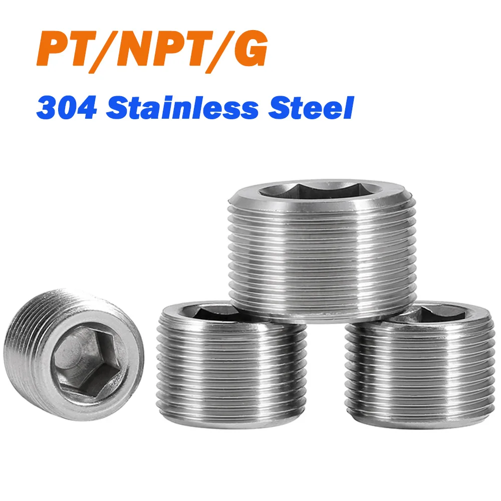 Allen Socket Plug Pt/npt/g 1/16 1/8 1/4 3/8 1/2 3/4 1 1-1/4 1-1/2 2 Us Inch External Thread 304 Internal Hex Blanking Plug