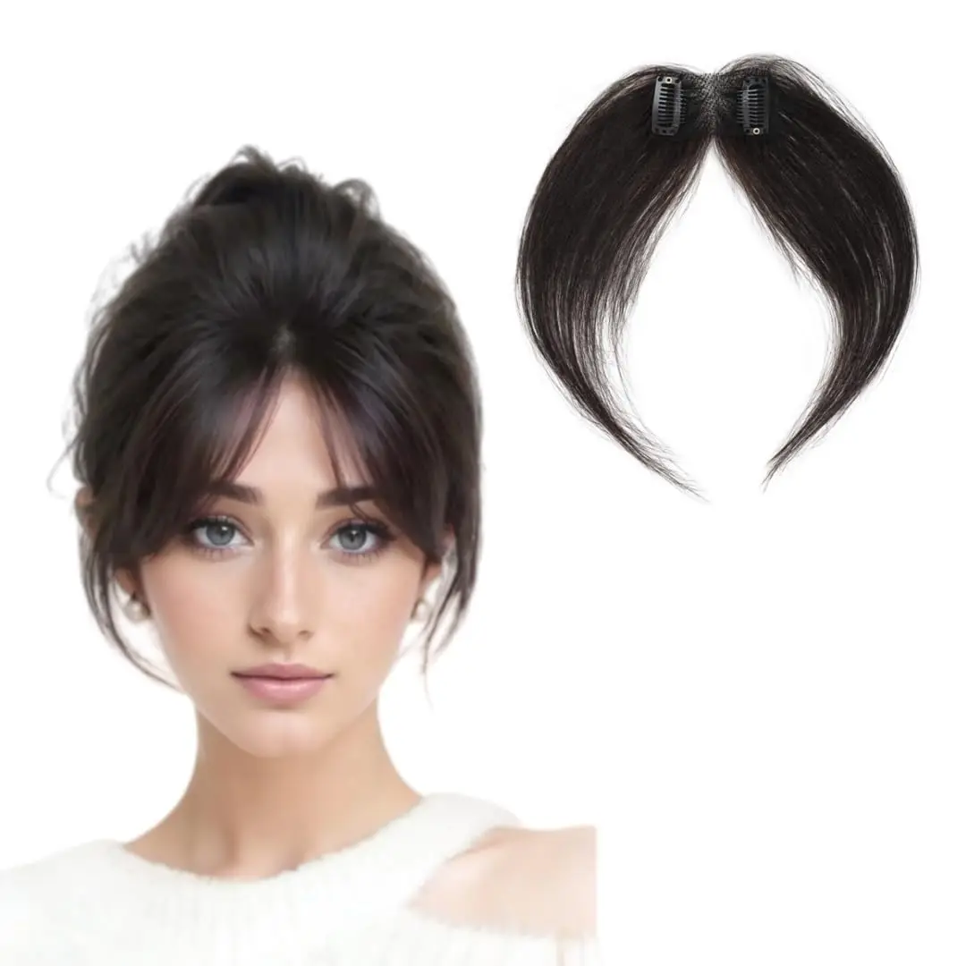 

Lace Base Clip In Baby Hair Air Bang Natural Human Hair Side Bangs Invisible Edge Replacement Fringe Forehead Hairline For Women Clips on Hair Extensions Anemone
