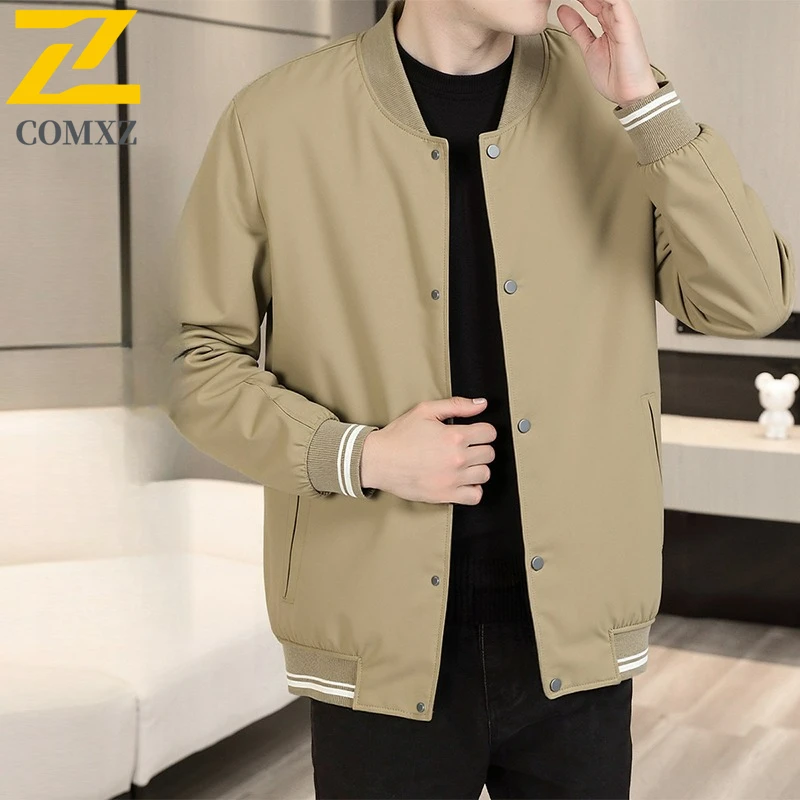 

Классическая бейсбольная куртка, мужская деловая повседневная ветрозащитная куртка с воротником-стойкой, устойчивая весенне-осенняя свободная офисная верхняя одежда