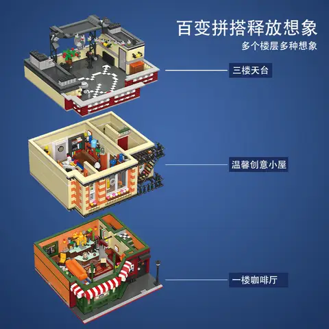 4335 delar Central Perk Friended MOC Street View Modulhusmodell Byggstenar Creative Expert Downtown Diner 8 best sales Lego Central Perk - №8