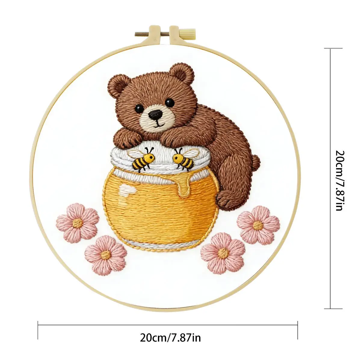 1 Stück 20X20CM/15X15CM 7,87/6,3 Zoll Tier - Bär Stickerei Starter-Kit DIY-Kit DIY-Stickerei-Set Handarbeiten Heimdekoration – Detail 4
