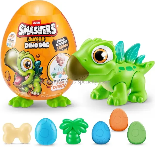 In Stock ZURU Smashers Junior Dino Dig Small Egg Raptor Dinosaur Preschool Toys Interactive Toys Funny Gifts for Children