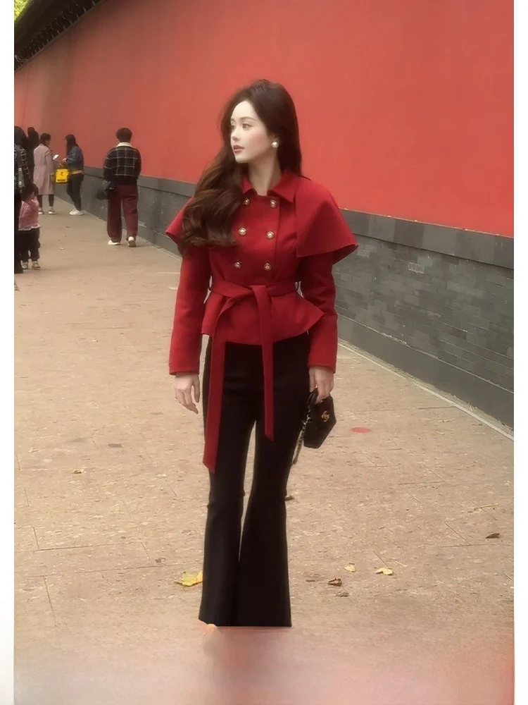

Versatile Fashionable Bell Bottom Trousers Straight Cut Winter New Arrival Polyester Fiber 100% Women's Casual Pants