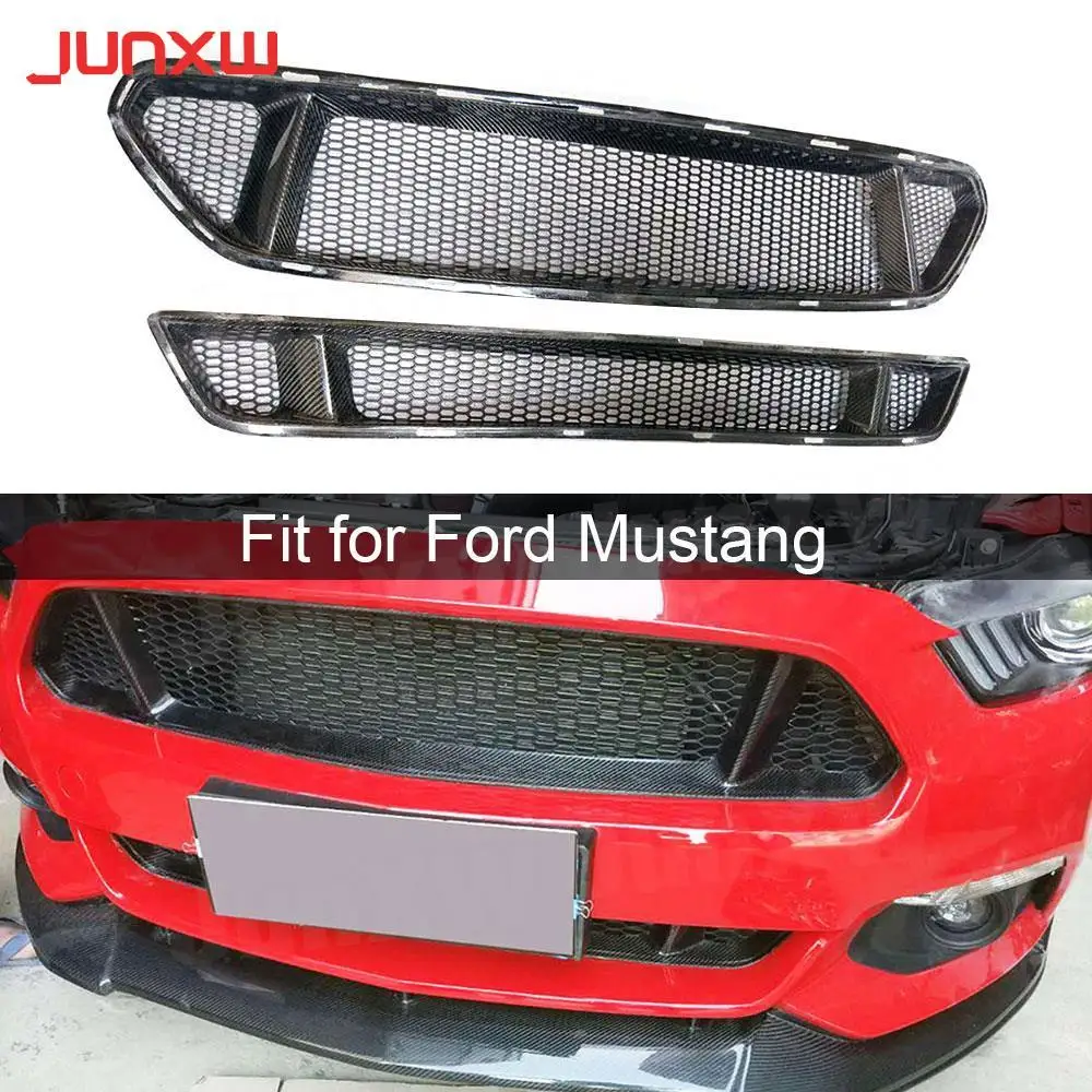 

Carbon Fiber Car Bodykit Front Bumper Mesh Grille Grills For Ford Mustang 2015 2016 2017 Car Styling FRP Front Mesh Grille