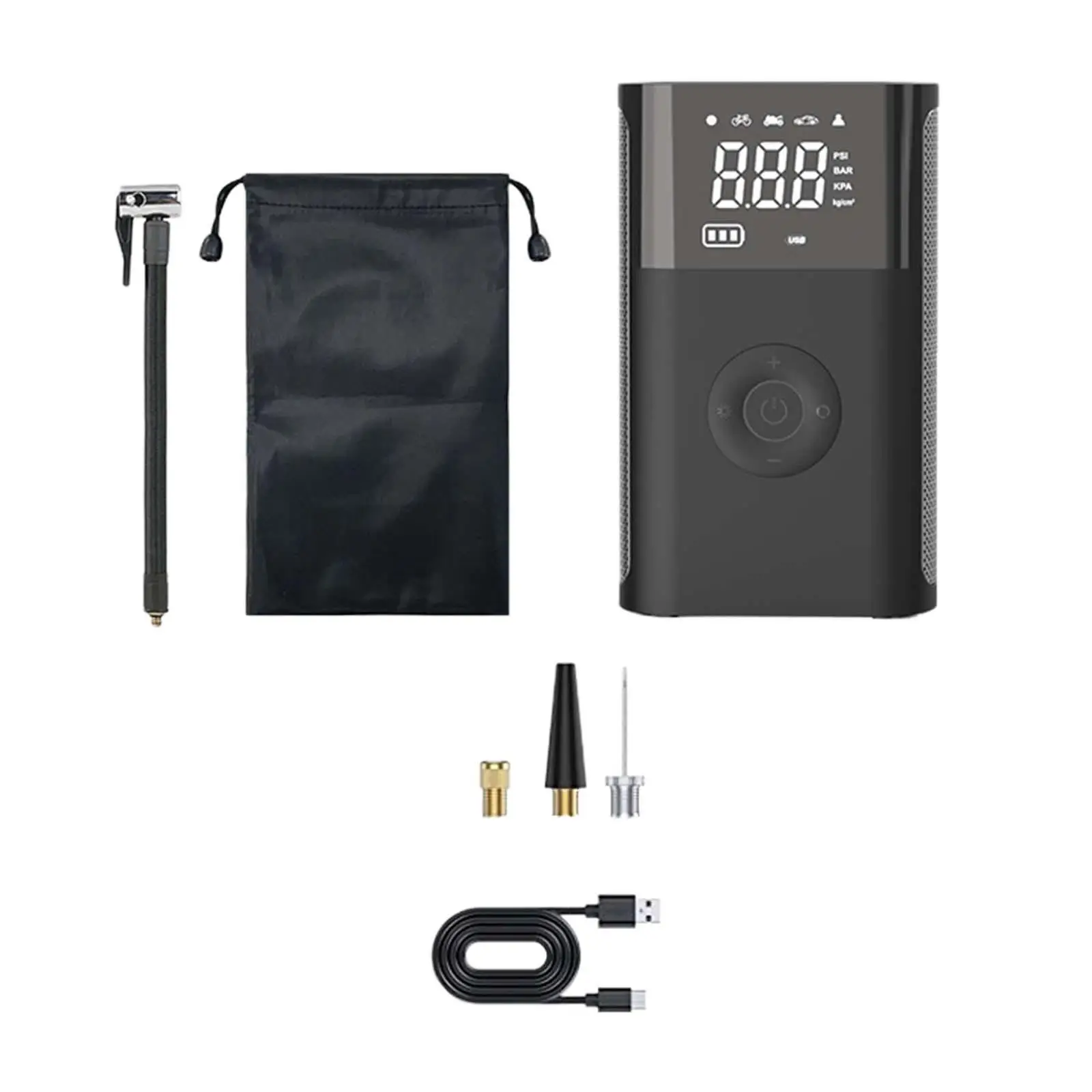 Electric Air Compressor Pump with LED SOS Light Fast Inflation for Portable Car Motorcycle Bicycle