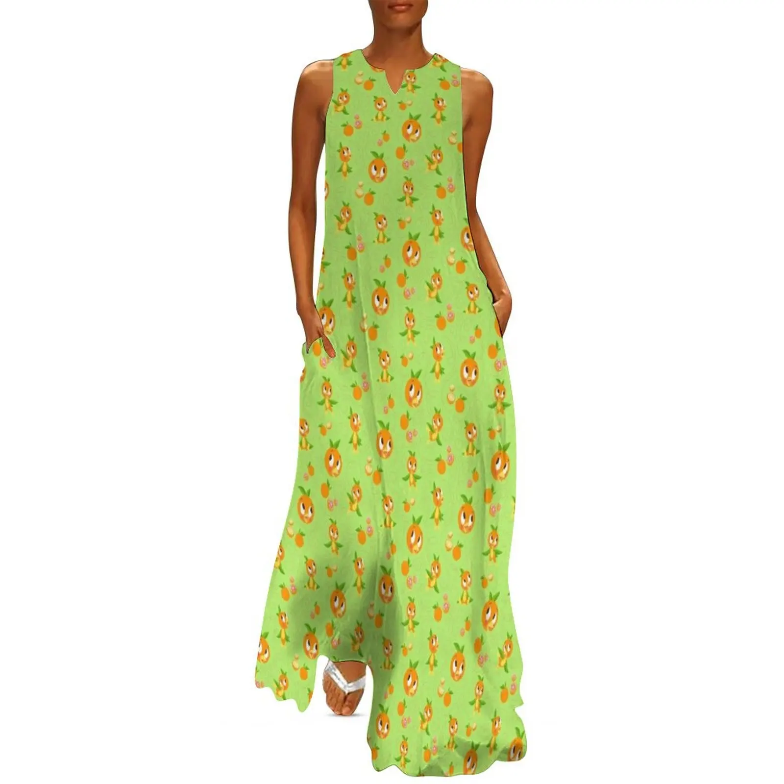 

Hello Sunshine! - Orange Bird (green background) Long Dress wedding dresses for woman sexy dress for women Casual dresses Dress