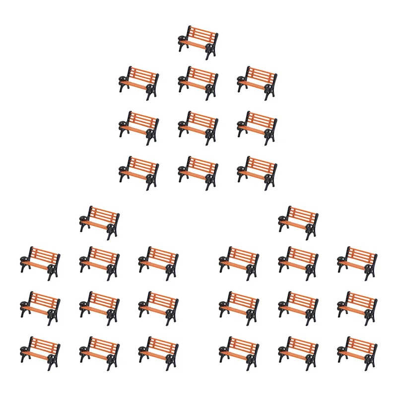 ชุดรถไฟจำลอง 30 ชิ้น ขนาด HO N O สเกล 1:150 พร้อมเก้าอี้ยาว ชุดโซฟา สำหรับจัดวางสวนสาธารณะ ถนน งานฝีมือพลาสติก จัดวางสวน/รางรถไฟ