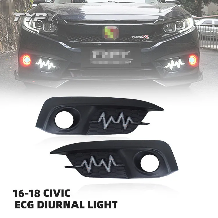 for Honda Civic Tenth Generation Daytime Running Lights Lightning Lights 16-18 Civic Modified Decorative Daytime Running Lights