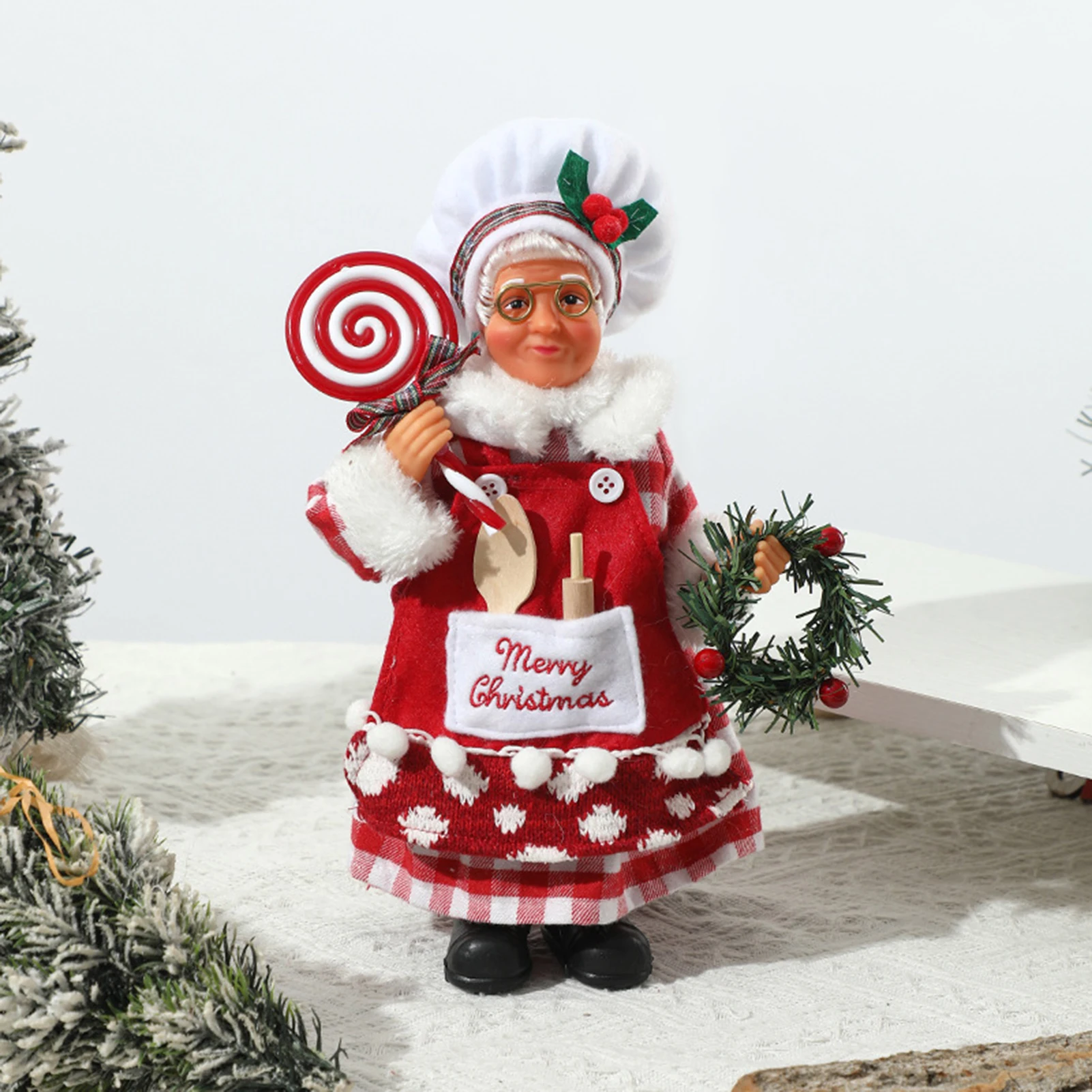 3D Santa Claus Desktop Ornament Creative Chef Dresses Up Santa Claus Resin Figurine Navidad New Year Christmas Party Decor Gifts