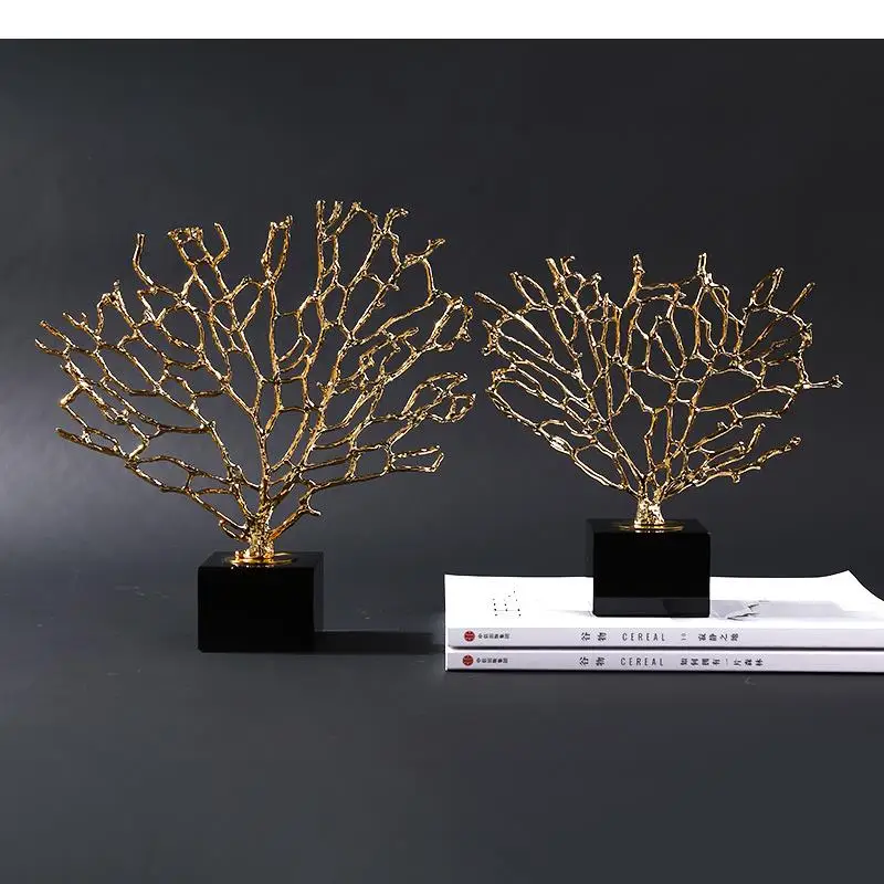 

Metal Marble Copper Coral Tree Artificial Plants Golden Modern Home Decoration Handicraft Furnishings