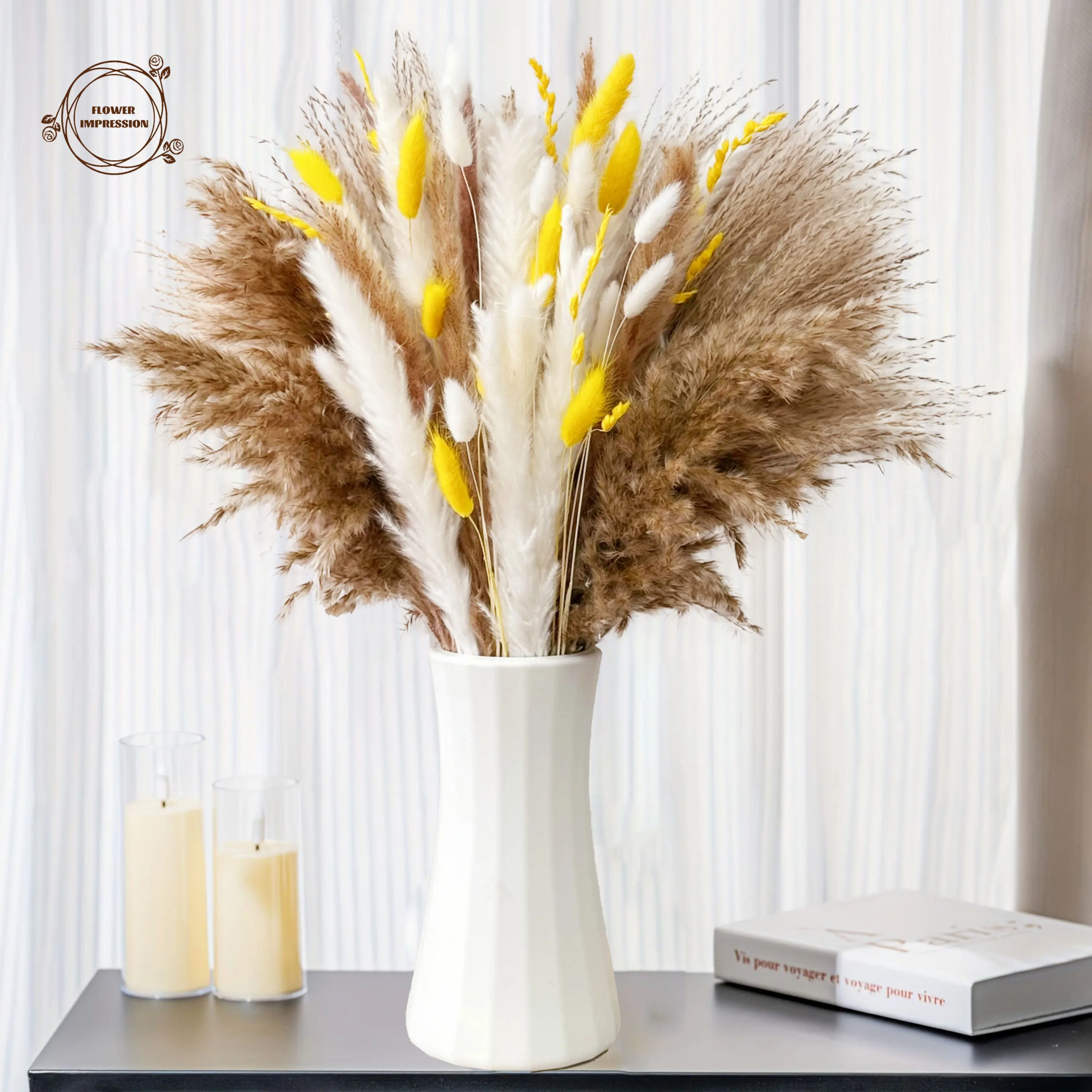 

Fluffy Pampas Grass Dried Flowers Boho Home Wedding Decor Natural Lagurus Ovatus Room Decoration Phragmites Party Arrangements