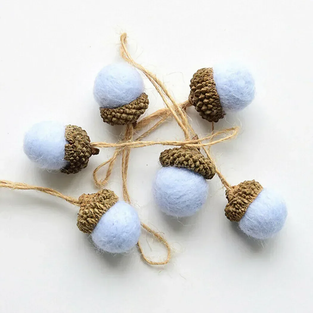 6pcs 2025 Wool Felt Acorn Pine Cones Christmas Tree Decorations Hanging Pendant Craft Ornament Xmas-Decoration For New Year Home