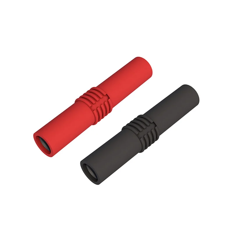 P7023 10Pcs/Lot Extension Insulated PVC 4mm Banana Plug Socket Female to Female Adapter Coupler Connector Red Black HOT