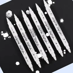 1-6pcs Waterproof Double Tip White Paint Marker Pens,for Fabric Shoe Clothes DIY Art Graffiti Hand-Painted Stationery Supplies