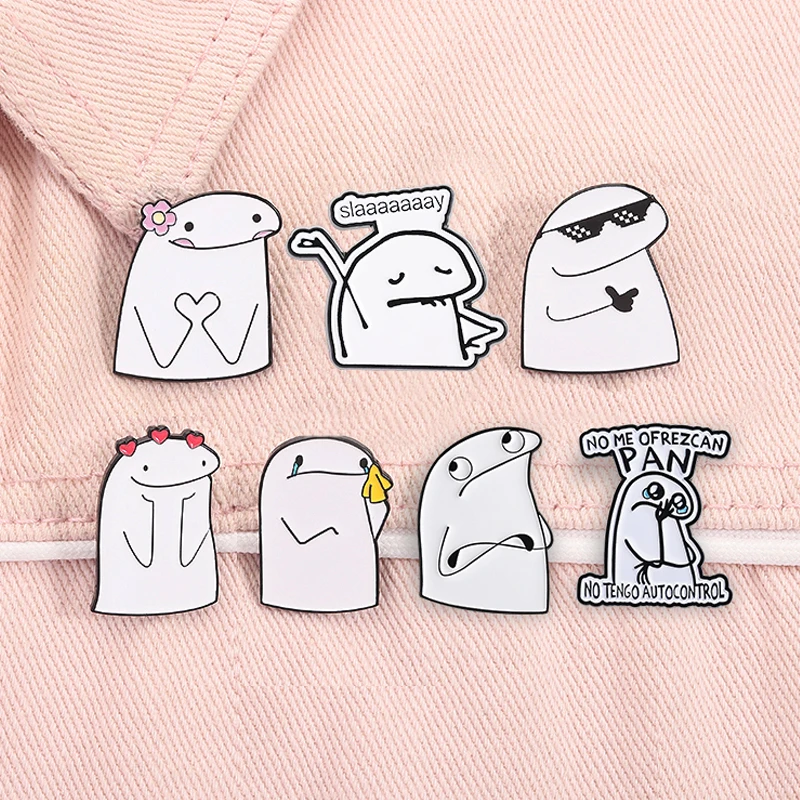 Alfileres esmaltados Flork de personaje de dibujos animados español, broches de autocontrol No Me Ofrezcan No Tengo, insignia de solapa, regalos de joyería para amigos