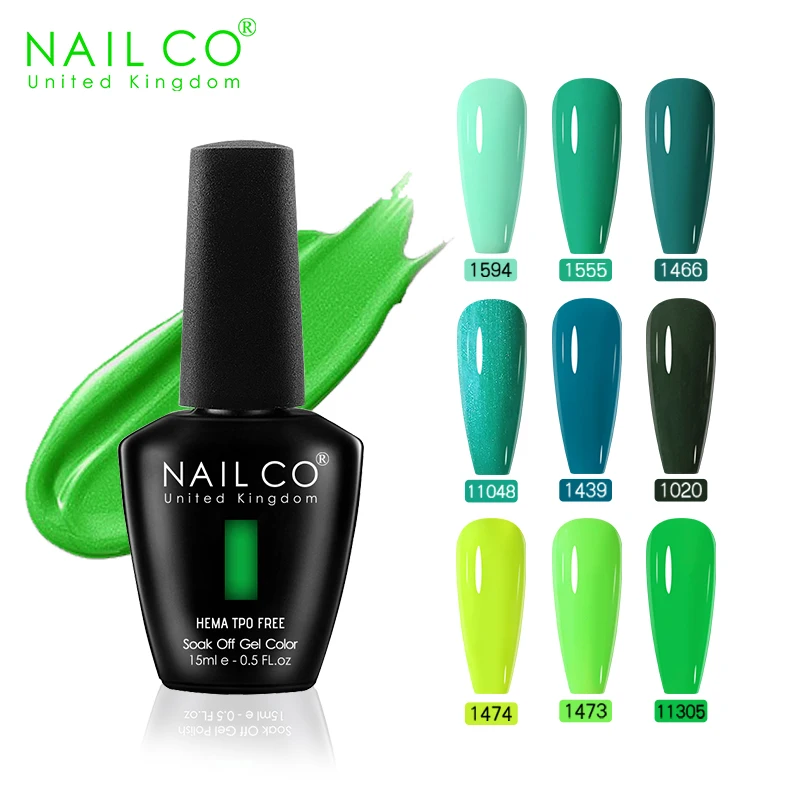 NAILCO سلسلة اللون الأخضر 15 مللي هلام طلاء الأظافر رسومات أظافر شبه دائمة الهجين الأشعة فوق البنفسجية ورنيش مستلزمات الأظافر لطلاء الأظافر معطف فوقي #1