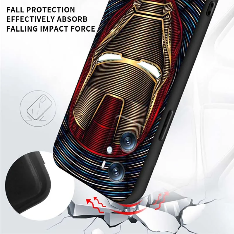 غطاء M-Marvels I-Irons M-Mans لـ OPPO Reno 5 6 7 A96 A40 A58 Realme GT A74 A78 Neo2 A74 A78 Find X5 X3 X7 X8 أسود