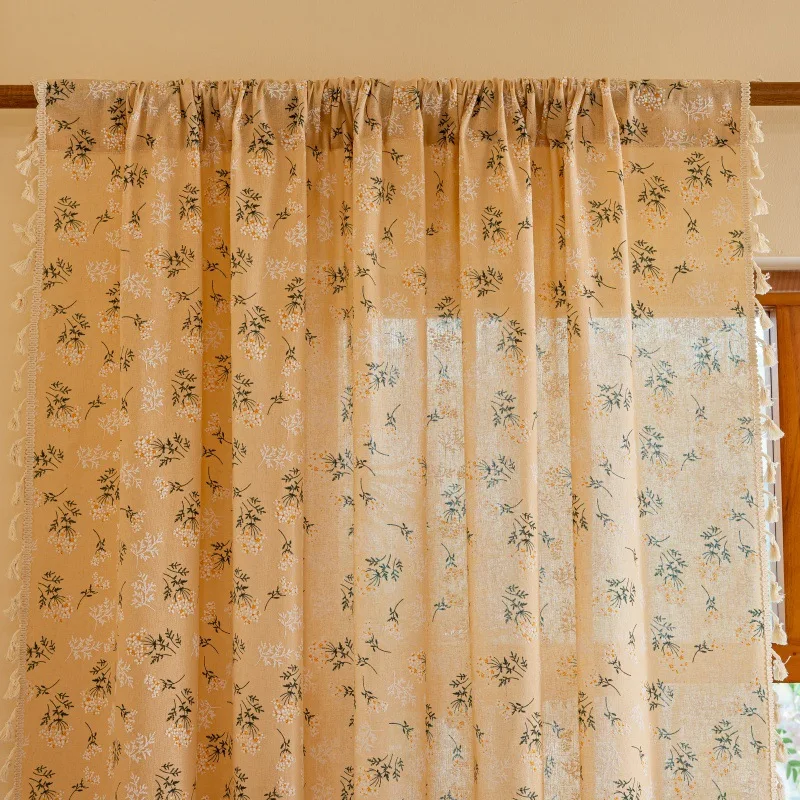 نافذة المطبخ النسيج الستار الأزهار شرابة قصيرة مزرعة خمر شيك لغرفة النوم غرفة المعيشة مقهى ديكور ضوء تصفية