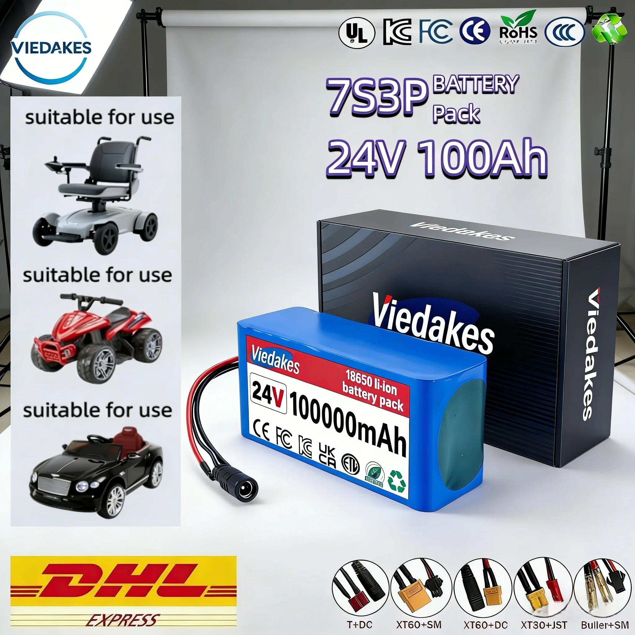 

Power Bank Lifepo4 24v batteries VIEDAKES Brand New 24V 100Ah 7S3P 18650 Battery Pack Multi Protection For Home Backup