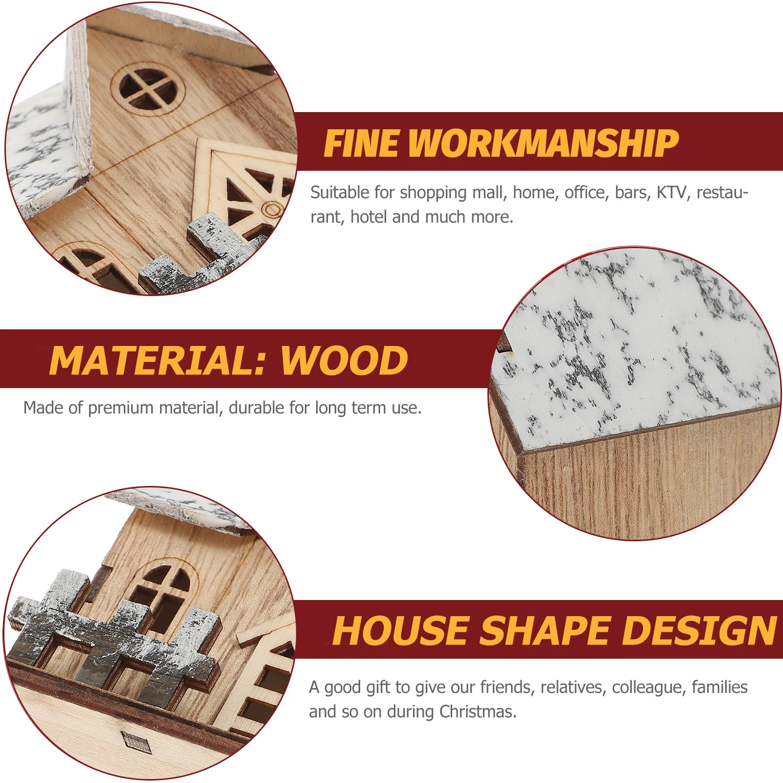 

Led Wooden House Ornament Luminous Christmas Decoration For Tree Wall Window Door Home Office Bar Ktv Hotel Desktop Decor