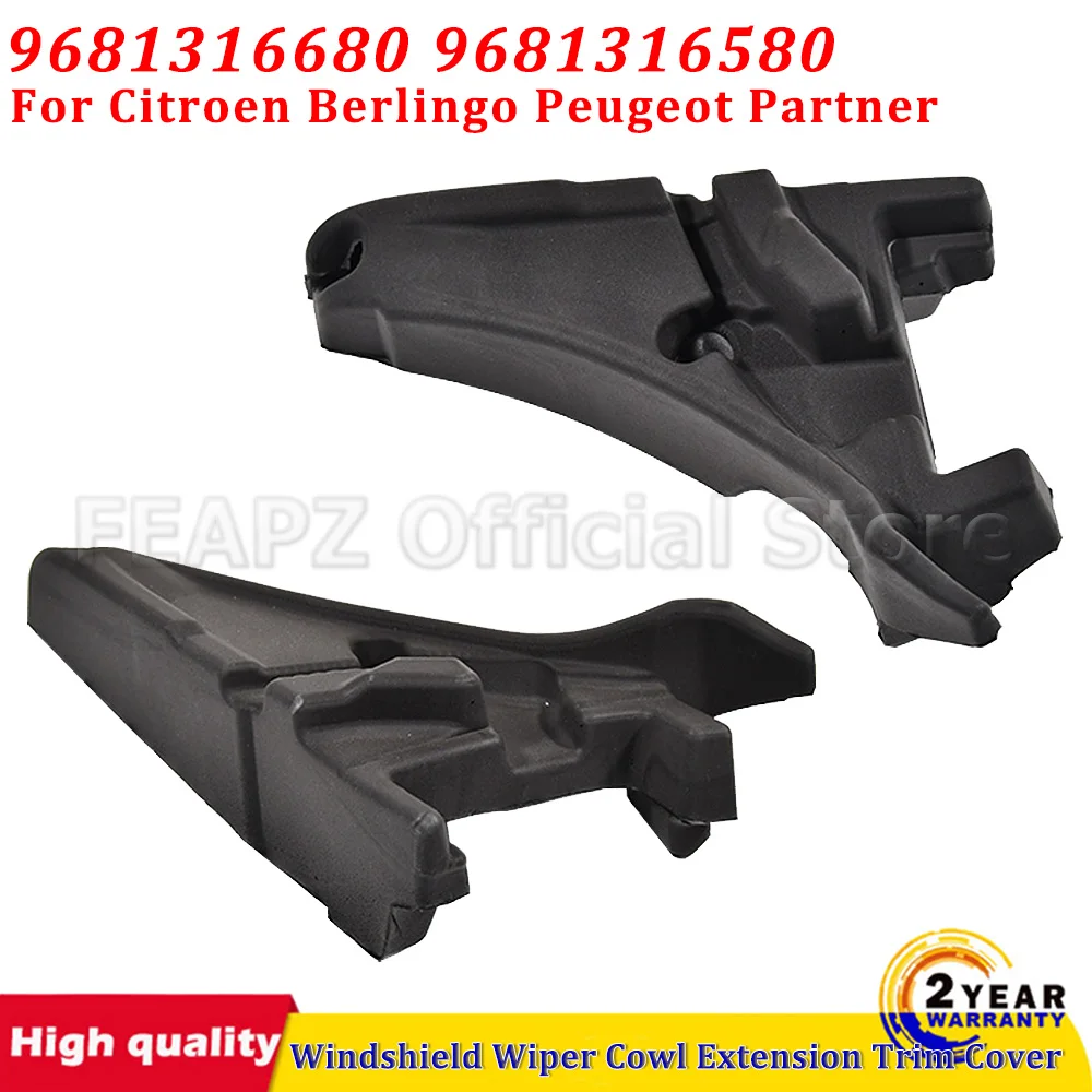 1Pair Front Left+Right Windshield Wiper Cowl Extension Trim Cover 9681316580 9681316680 For Citroen Berlingo Peugeot Partner