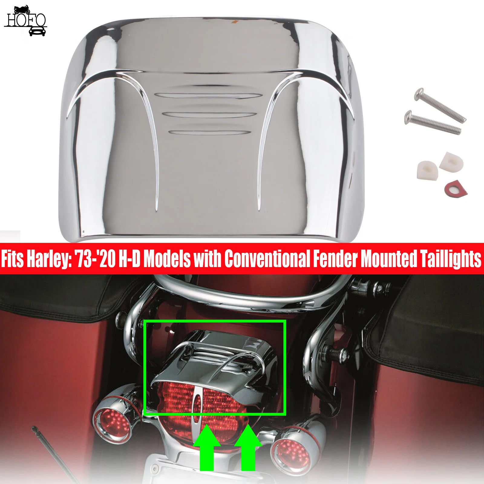 

Motorcycle Slotted Rear Tail Light Visor Cover Plastic For Harley '73-'20 H-D Models with Conventional Fender Mounted Taillights