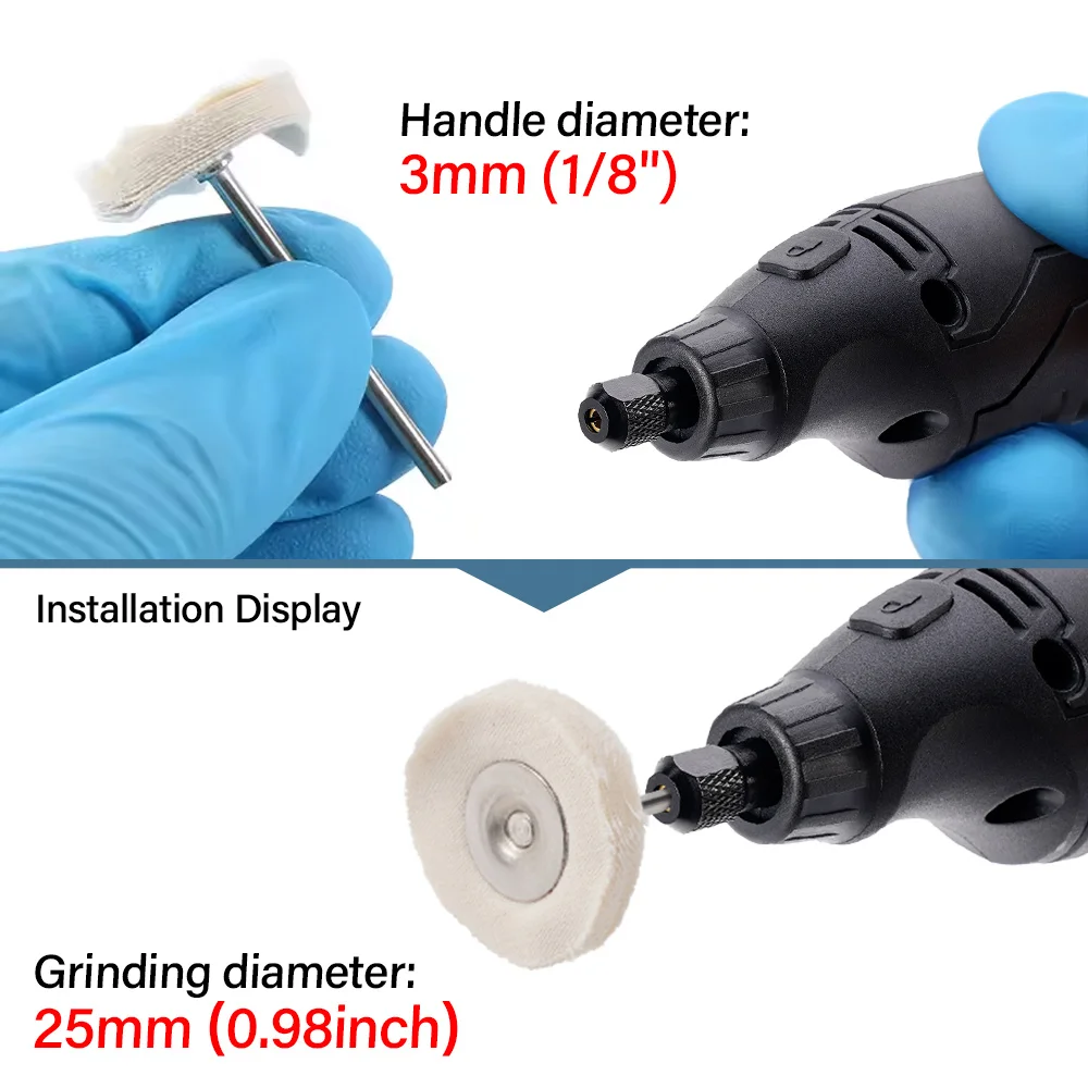5 stücke 25 MM Tuch Polieren Rad Puffer Pad Baumwolle Schleif Werkzeug Schmuck Polieren Rad Polieren Pad für Buff Dremel zubehör – Detail 4