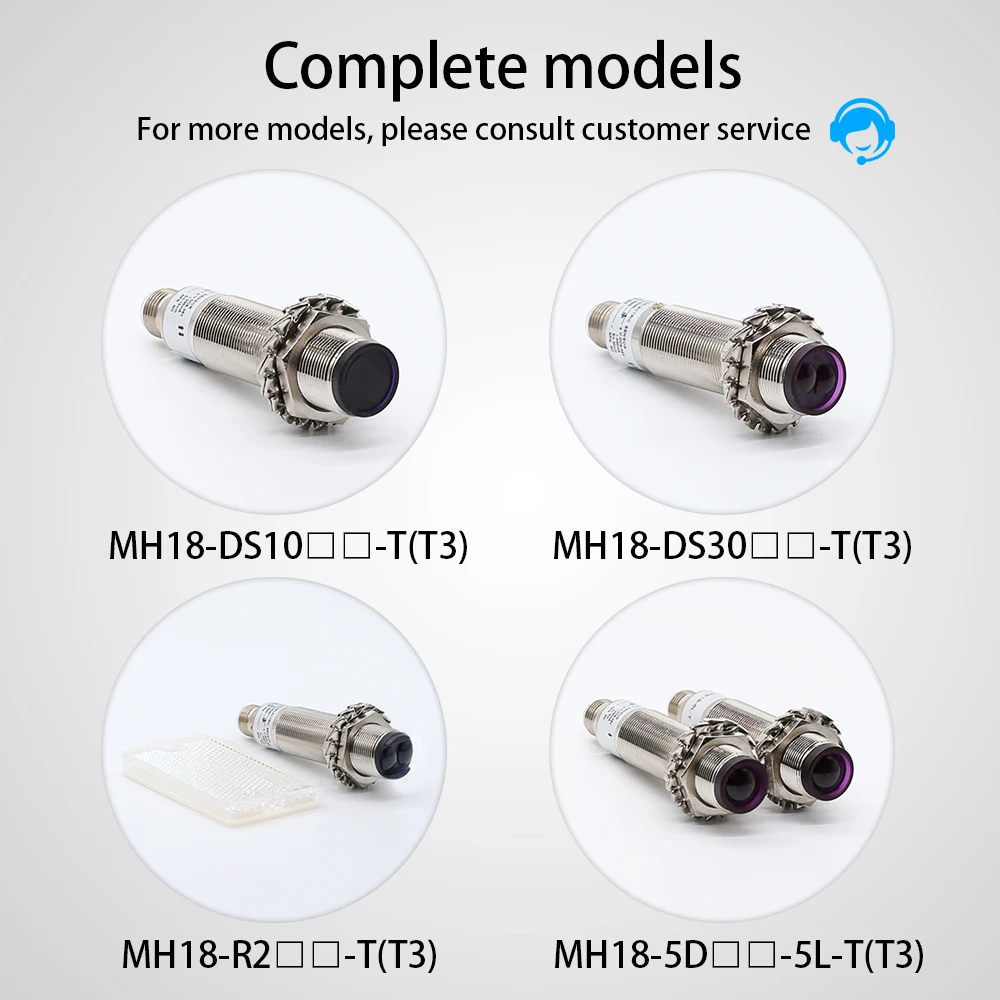 Cloweit M18 MH18 Metel Body Photo Electrical Optical Sensor With Connector Diffuse Reflector Through-Beam Type Proximity Switch