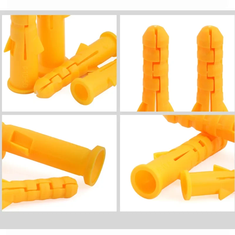 Yellow Plastic Expansion Tube M6 M8 M10 Anchor Rubber Plug Plastics Pipe Wall Plastic Wall Anchor Bolts Expansion Pipe