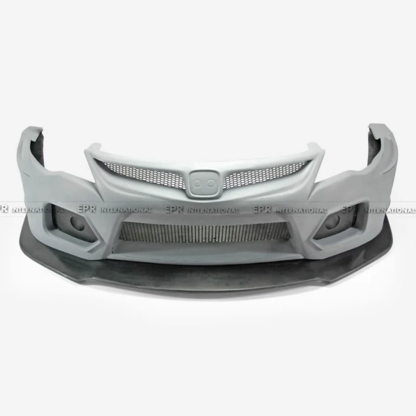 Fiberglass Front Bumper With Undertray Splitter Lip EPA Style For Civic FD2 FRP Unpainted Fender Side Skirt Hood Bonnet Cover