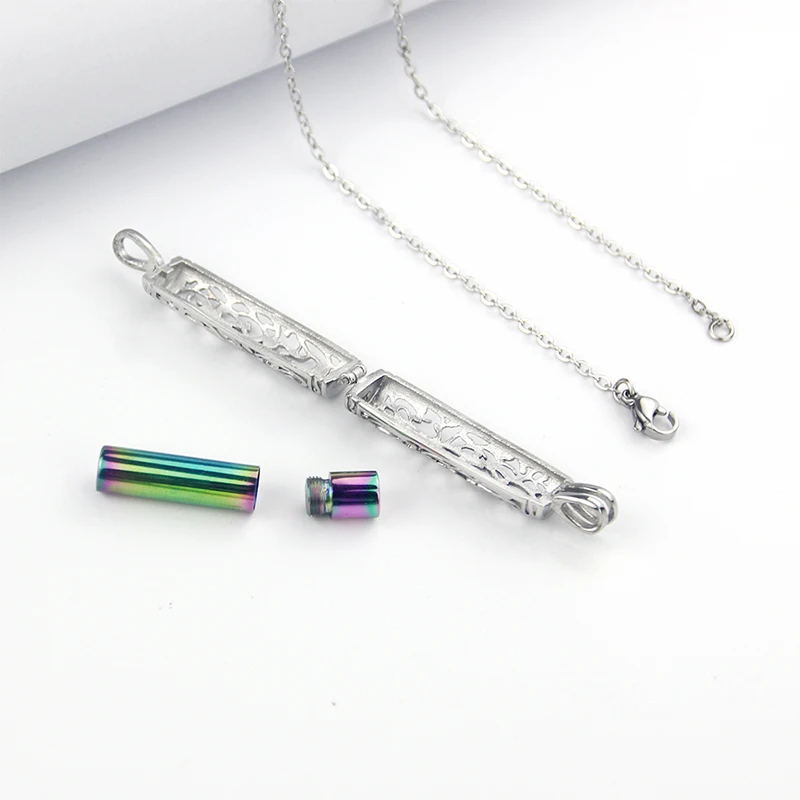 اسطوانة جرة قلادة للرماد للنساء الرجال مجوهرات جنائزية تذكارية تذكارية الإنسان الحيوانات الأليفة رماد قلادة #5