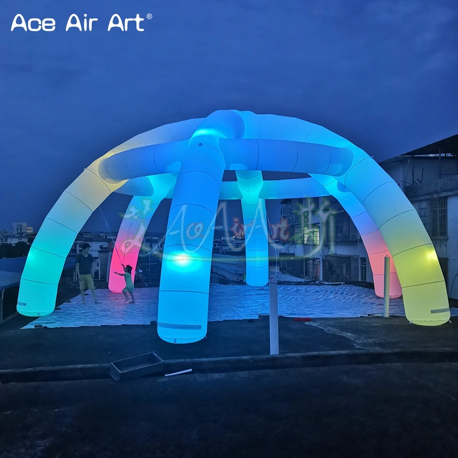 Tente Araignée Gonflable avec Lumières LED, Abri de Pelouse, ixde Carnaval avant, Événements de Location, Usine