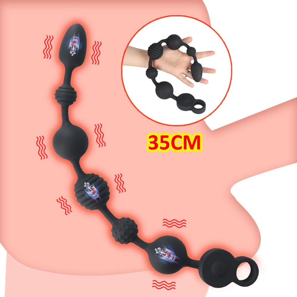 Длинные анальные шарики, вибратор, силиконовая вибрирующая Анальная пробка, секс-игрушки для мужчин и женщин, гей-вагинальные анальные шарики,