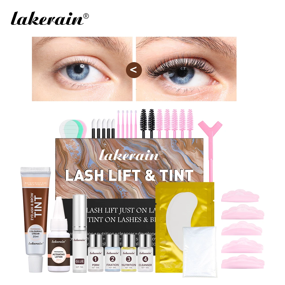 Lakerain Lash Fast Lift And Tint Kit Brighten Eyes Create 3D Natural Eyebrow Professional  Lashes Tint Brow Dye Eyes Makeup Tool