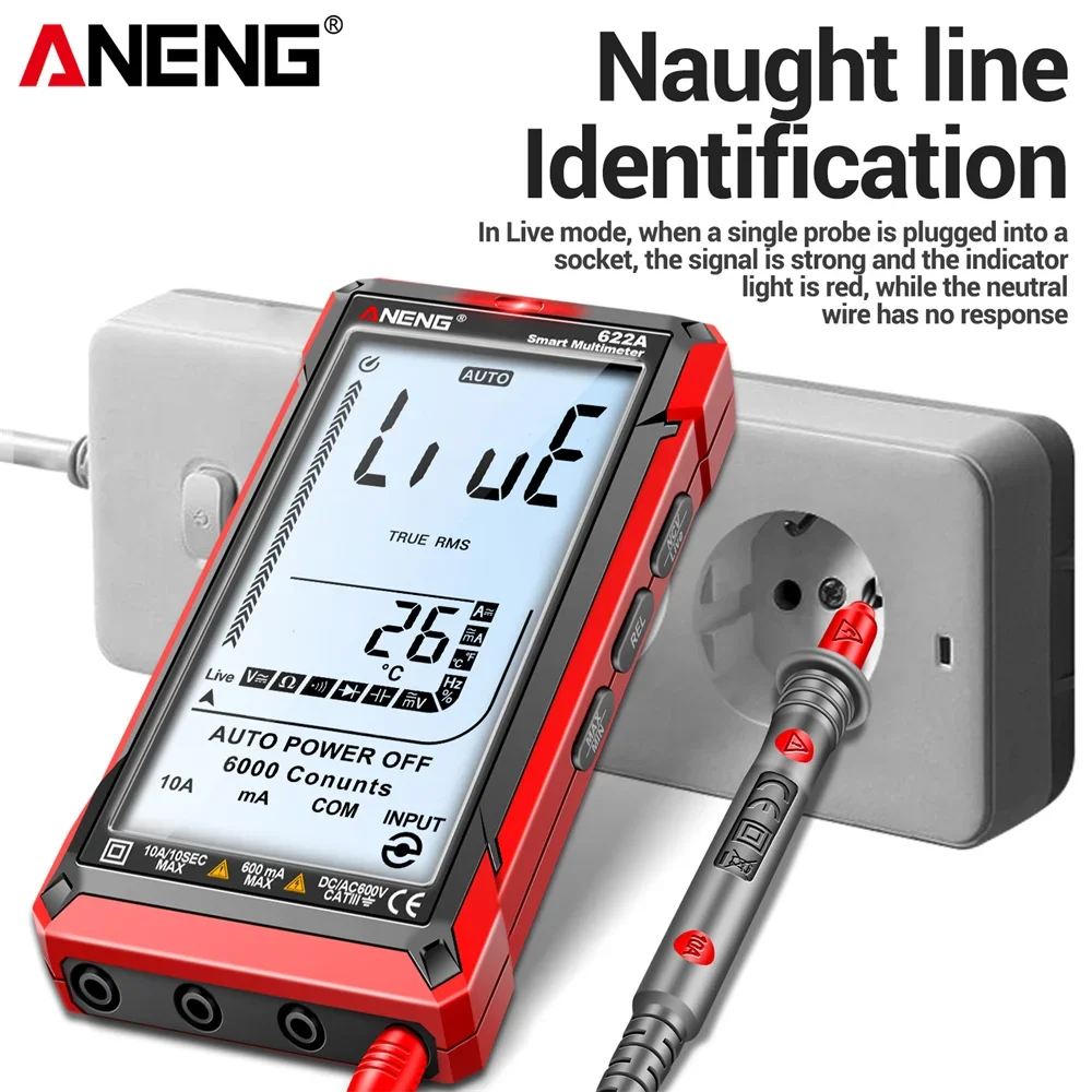 ANENG 622A Smart  Multimeter 6000 Counts Infrared Laser AC/DC Voltage Meter Current  Meter NCV Detector Diode Hz Temp Capacitor