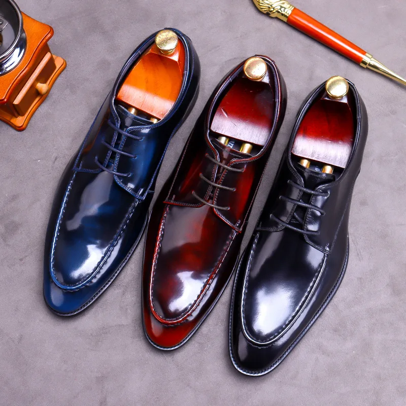 Luxury Patent Leather Men\'s Formal Shoes Comfortable Genuine Leather Men Dress Shoes Elegant Man Wedding Social Derby Shoes