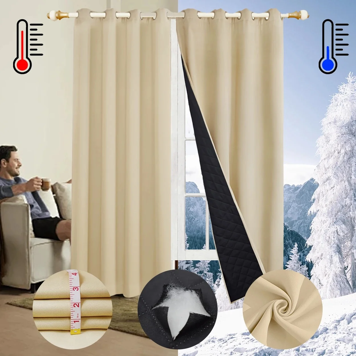 

Custom Winter Cotton Curtains Cold-proof/Soundproof/Blackout/Waterproof Curtains Thick Curtains For Bedroom/Livingroom/warehouse