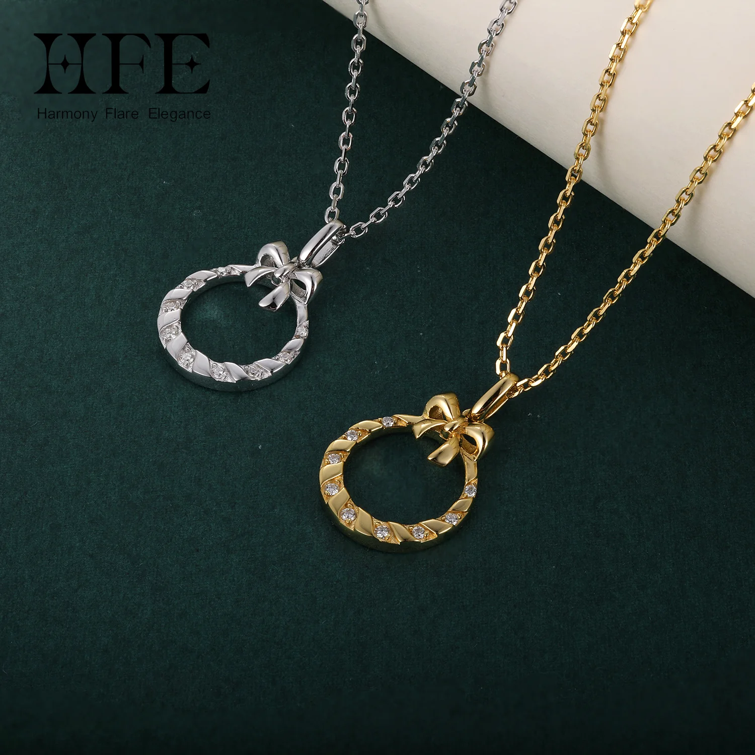 

HFE Bow Round Pendant Necklace D VVS1 Moissanite 925 Pure Silver Women's Fashion Accessories Birthday Christmas Gift