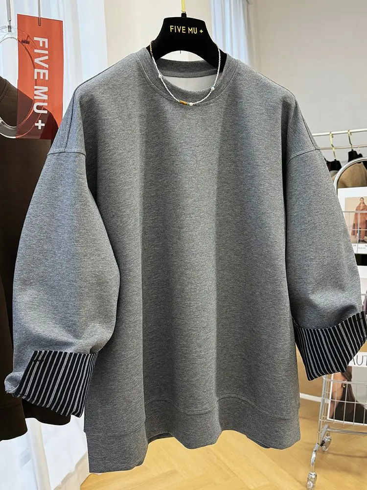 ماتاكاوا هوديس النساء بلايز وهمية 2 قطعة المشارب ربيع الخريف بلوزات الكورية موضة فضفاضة بسيطة شيك سوداديراس موهير