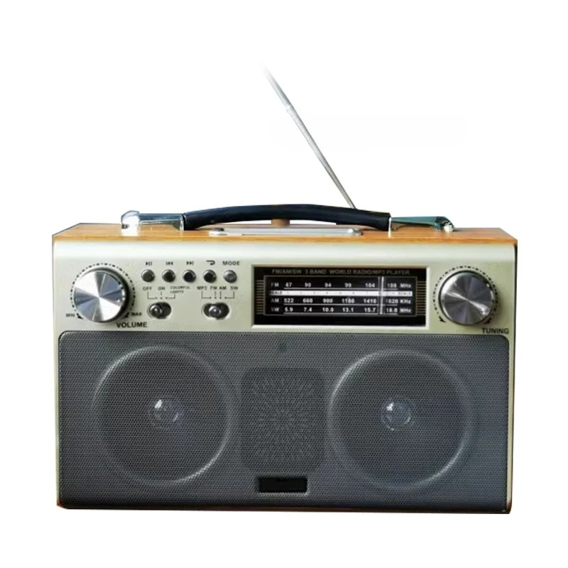

1702 Classic Vintage Retro Style AM/FM/SW Radio with Bluetooth 5.0 Speaker Wood radios 6V 1400mAh With color flash