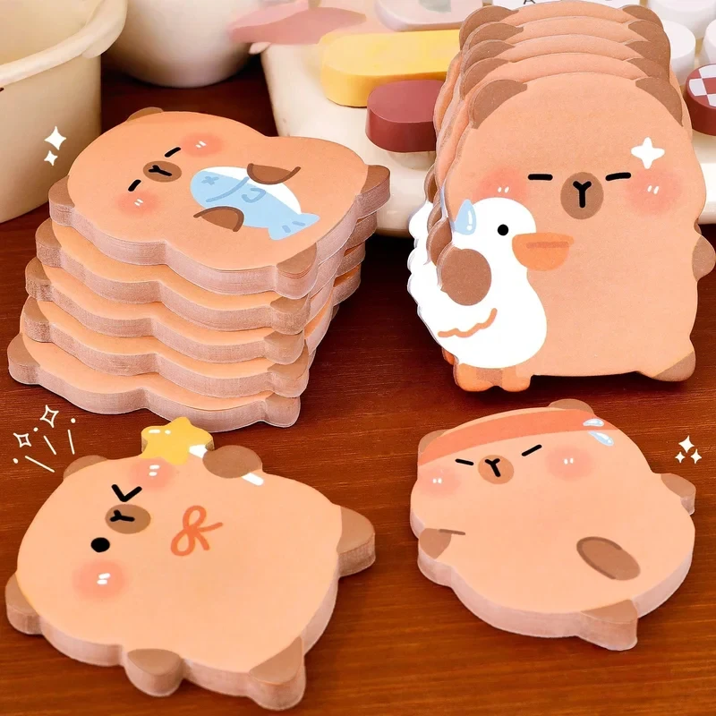 4 booksCapybara Unisex Sticky Notes，60Zhang/This cute capybara message book，Highly Attractive Cartoon Notepad for Office Student