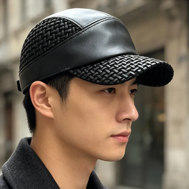 Autumn New Personality Sheepskin Leather Baseball Caps Men's Cap Party Hat Natural Genuine Leather Cap Casquette Gorras 모자 кепка