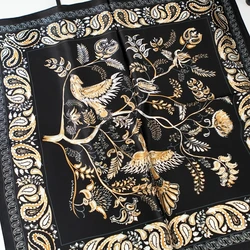 Black Gold Silk Scarves Bufandas Female Scarfs Shawl Fashion Elegant Satin Square Scarves Fall Winter Brand Silk Scarf Hijab