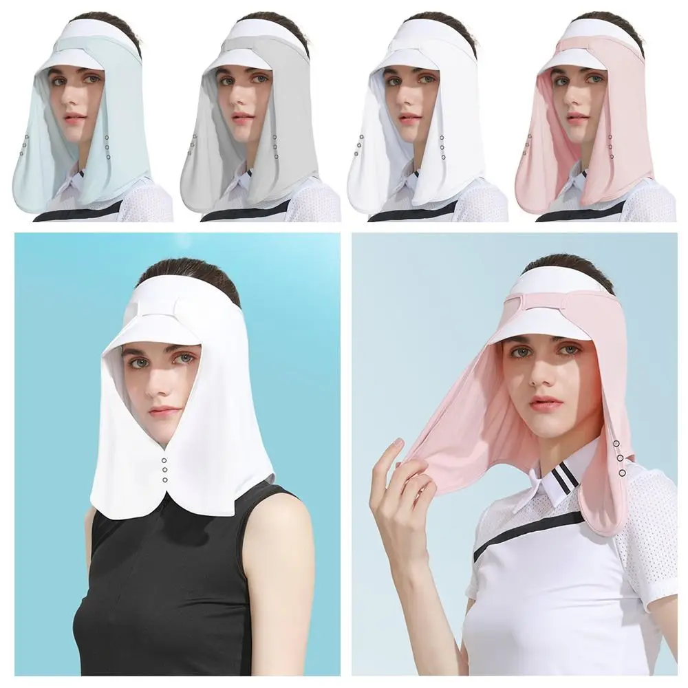 

UV Protection Sunshade Casquette Hat Cycling Face Protector Empty Top Hat Outdoor Sports Sun Hat Ice Silk Hat Scarf Neck Cover